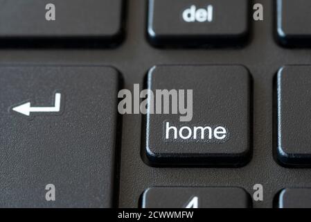 Nahaufnahme der Home-Taste auf einer Computertastatur. Stockfoto