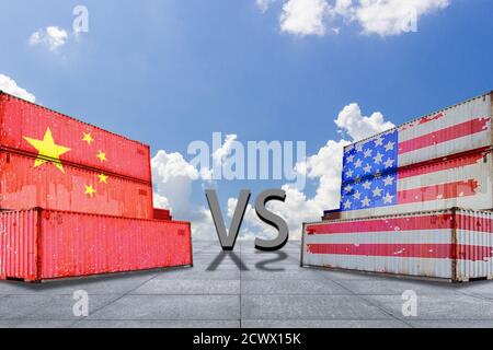 Der Handelskrieg zwischen China und den Vereinigten Staaten hat Hat die internationale Wirtschaftslage und die Sino USA düster gemacht Beziehungen düster Stockfoto