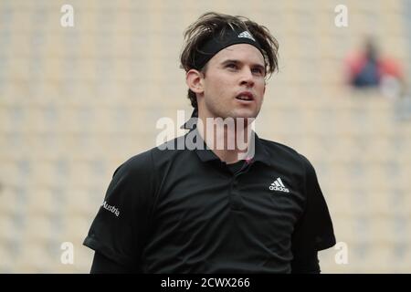 Paris, Frankreich. September 2020. Dominic Thiem (AUT) während des Roland Garros 2020, Grand Slam Tennisturniers, am 30. September 2020 im Roland Garros Stadion in Paris, Frankreich - Foto Stephane Allaman / DPPI Credit: LM/DPPI/Stephane Allaman/Alamy Live News Stockfoto