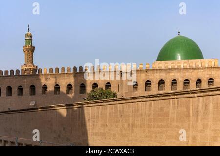 Grüne Kuppel und Minarett, Al-Nasir Muhammad ibn Qalawun Moschee, die Zitadelle, Kairo Stockfoto