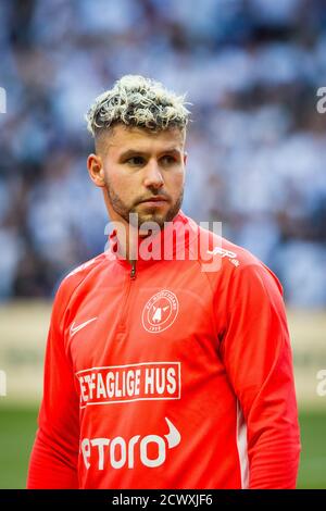 Kopenhagen, Dänemark. September 2019. Emiliano Marcondes vom FC Midtjylland vor dem 3F Superliga-Spiel zwischen dem FC Kopenhagen und dem FC Midtjylland in Telia Parken. (Foto: Gonzales Photo - Thomas Rasmussen). Stockfoto