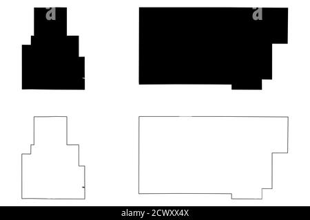Union und Tippah County, Mississippi (US County, Vereinigte Staaten von Amerika, USA, USA, USA) Kartenvektordarstellung, Skizzenkarte Stock Vektor