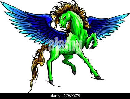 Vektor Silhouette Laufpferd Pegasus illustrartion Design Stock Vektor