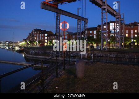 Preston Dock nach Sonnenuntergang 3 Stockfoto