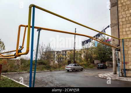 Stadtansichten und Zerstörung in Susa aus den Kriegsjahren. Susa, Nachbardorf Berg-Karabach Hauptstadt Stepanakert. Die Kaukasusrepublik wird zwischen Armenien und Aserbaidschan geführt. Stockfoto