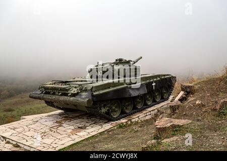 Stadtansichten und Zerstörung in Susa aus den Kriegsjahren. Susa, Nachbardorf Berg-Karabach Hauptstadt Stepanakert. Die Kaukasusrepublik wird zwischen Armenien und Aserbaidschan geführt. Stockfoto