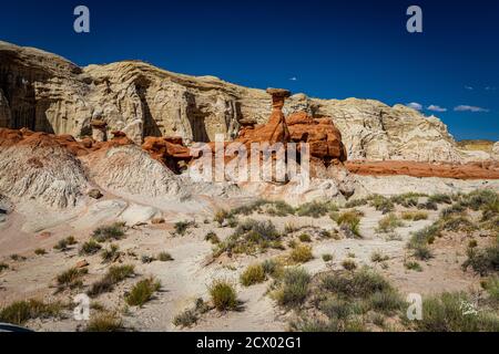 Der Toadhocker Trail führt zu einem Gebiet von Hoodoos und Ausgewogene Felsformationen durch Jahrhunderte der Erosion und ist geschaffen Teil der Grand Staircase-Escala Stockfoto