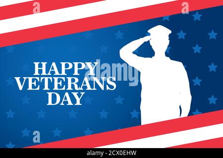 Happy Veterans Tag Feier mit Militär Offizier saluting Vektor Illustration Design Stock Vektor