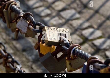 Love Locks, Liverpool Waterfront Stockfoto