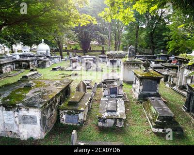 George Town, Penang/Malaysia - Nov 15 2019: Friedhof in Georgetown. Stockfoto