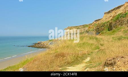 Klippen und Strand der französischen Nordseeküste Opal bei Boulogne sur mer. Stockfoto