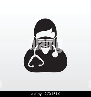 Medizinische Frau Benutzer Avatar-Symbol mit Gesichtsmaske. Maske mit Ärztin Stock Vektor