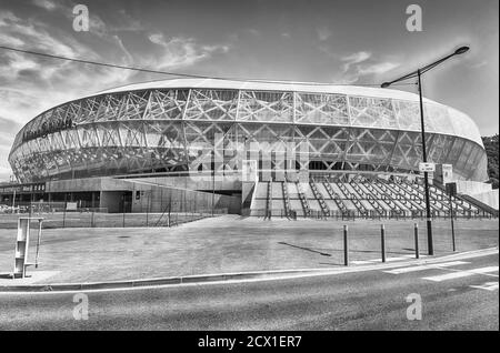 NIZZA, FRANKREICH - 16. AUGUST: Außenansicht der Allianz Riviera Stade de Nice, Cote d'Azur, Frankreich, am 16. August 2019. Im Stadion finden Heimspiele von O statt Stockfoto