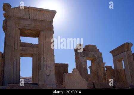 Palast von Darius dem Großen, auch bekannt als die Tachara, Persepolis, Shiraz, Iran Stockfoto