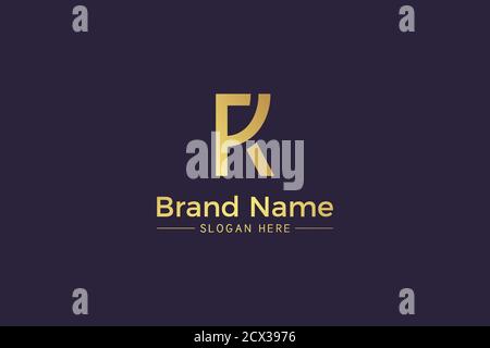 Kombination aus Buchstaben R und K goldenes Logo isoliert auf violettem Hintergrund. RK-Monogramm Stock Vektor
