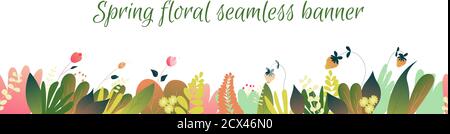 Natur Hintergrund in Frühlingsfarben, florales Konzept für Website-Banner, Präsentationsvorlage, Cover und Karten-Design, Marketing-Material. Nahtlos Stock Vektor