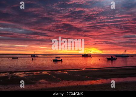 Sonnenaufgang entlang der Küste, Chatham Bars Inn, Chatham Bay, Cape Cod, Massachusetts, Ostküste, Barnstable County, USA Stockfoto