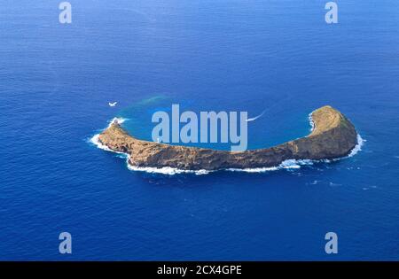 USA, Hawaii, Molokini Island, Luftaufnahme Stockfoto
