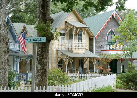 Camp Meeting Association Tabernacle Houses, Oak Bluffs, Marthas Vineyard, Cape Cod, Massachusetts, Neuengland, Ostküste, Dukes County, USA Stockfoto