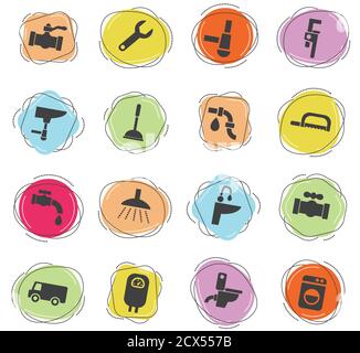 Sanitär service Icon Set Stock Vektor