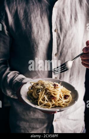 Klassische Carbonara-Pasta Stockfoto