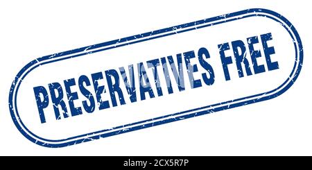 Konservierungsstoffe frei Stempel. Abgerundetes Grunge-Zeichen auf weißem Hintergrund Stock Vektor