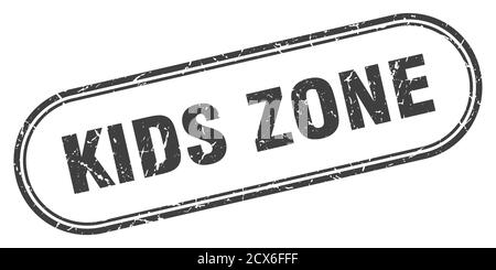 Kids Zone Stempel. Abgerundetes Grunge Zeichen auf weißem Hintergrund Stock Vektor