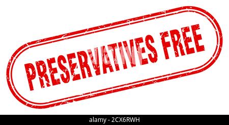 Konservierungsstoffe frei Stempel. Abgerundetes Grunge-Zeichen auf weißem Hintergrund Stock Vektor