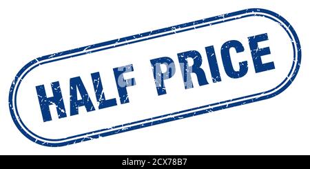 Halbpreismarke. Abgerundetes Grunge-Zeichen auf weißem Hintergrund Stock Vektor