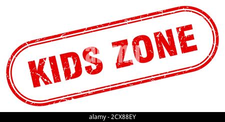 Kids Zone Stempel. Abgerundetes Grunge Zeichen auf weißem Hintergrund Stock Vektor