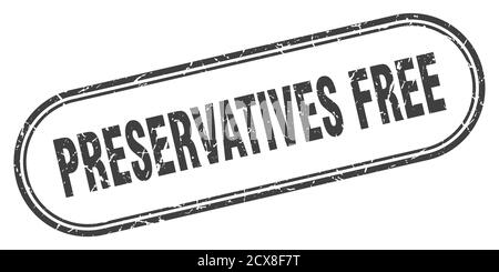 Konservierungsstoffe frei Stempel. Abgerundetes Grunge-Zeichen auf weißem Hintergrund Stock Vektor