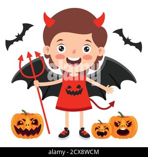 Happy Funny Kind Feiert Halloween Stock Vektor