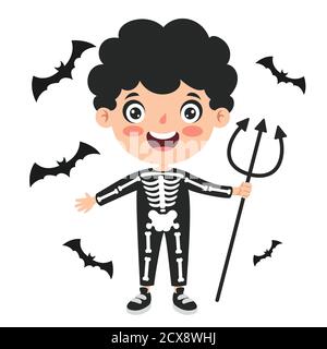 Happy Funny Kind Feiert Halloween Stock Vektor