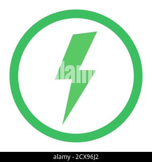 Blitzsymbol. Elektrischer eco Energie Vektor einfaches grünes Logo isolierter Vektor. Flash Thunderbolt abstrakte Illustration Stock Vektor