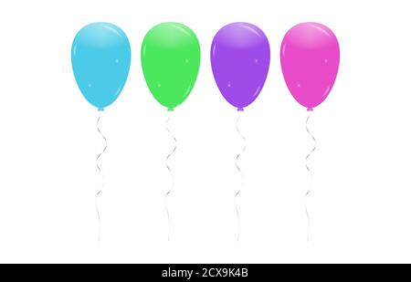 Ballonset. Vektor-Illustration von glänzenden bunten glänzenden Ballons. Realistische Luft 3d Ballons isoliert auf weißem Hintergrund. Große Sammlung von verschiedenen Stock Vektor
