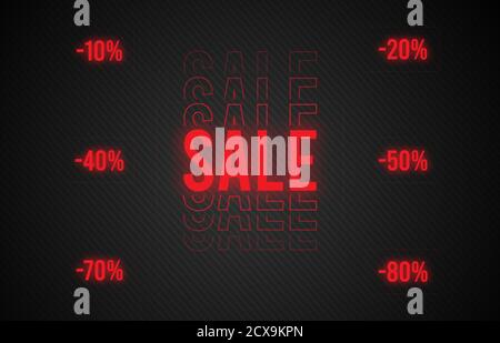 Dunkles Web-Banner für schwarzen Freitag Verkauf. Moderne neonrote Plakatwand auf dunklem Hintergrund. Konzept der Werbung für saisonales Angebot mit leuchtendem Neontext. Stock Vektor