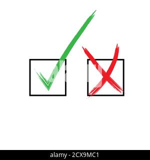 Check Mark ,X, Yes, No, Icon, Graphic, Symbol, Vector Check Marks in grunge style isolated on white Stock Vektor