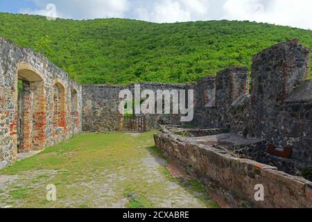 Ruinen in Annaberg Zuckerplantage im Virgin Islands National Park auf Saint John Island, US Virgin Islands, USA. Stockfoto