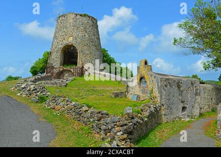 Ruinen in Annaberg Zuckerplantage im Virgin Islands National Park auf Saint John Island, US Virgin Islands, USA. Stockfoto