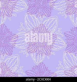 Nahtloses Muster mit handgezeichneten Blumen. In Fliederfarben. Stock Vektor