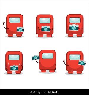 Fotograf Beruf Emoticon mit unter uns roten Zeichentrickfigur Stock Vektor