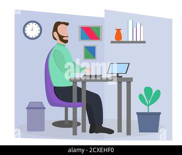 Illustration Vektor-Design des Menschen an seinem Computer arbeiten Stock Vektor