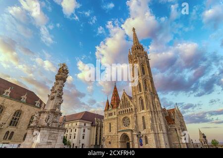 Budapest Ungarn, Skyline der Stadt an der Matthias Kirche und Fischerbastei Stockfoto