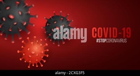 Erreger Coronavirus. Covid-19 epidemische Infektionskrankheit. Zelluläre Infektion. Realistisches Virusmodell für Ihr Wissenschaftsprojekt. Vektorillust Stock Vektor