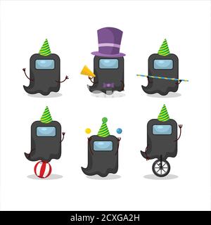 Cartoon Charakter der Geist unter uns schwarz mit verschiedenen Zirkus Zeigt Stock Vektor