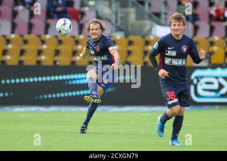 Farum, Dänemark. Juli 2020. Alexander Scholz (14) vom FC Midtjylland beim 3F Superliga-Spiel zwischen FC Nordsjaelland und FC Midtjylland rechts vom Dream Park in Farum. (Bildnachweis: Gonzales Photo - Rune Mathiesen). Stockfoto