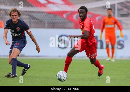 Farum, Dänemark. Juli 2020. Abdul Mumin (30) vom FC Nordsjaelland gesehen während des 3F Superliga-Matches zwischen FC Nordsjaelland und FC Midtjylland rechts zum Dream Park in Farum. (Bildnachweis: Gonzales Photo - Rune Mathiesen). Stockfoto