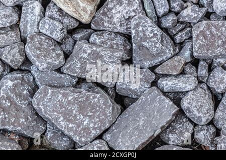 Oberfläche einer dekorativen Pfad aus grauem Kies. Stockfoto