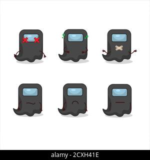 Ghost Among US schwarze Cartoon-Figur mit nope Ausdruck Stock Vektor