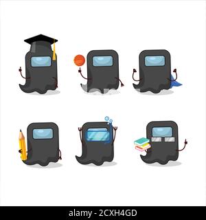 Schüler Geist unter uns schwarz Cartoon-Charakter mit Verschiedene Ausdrücke Stock Vektor